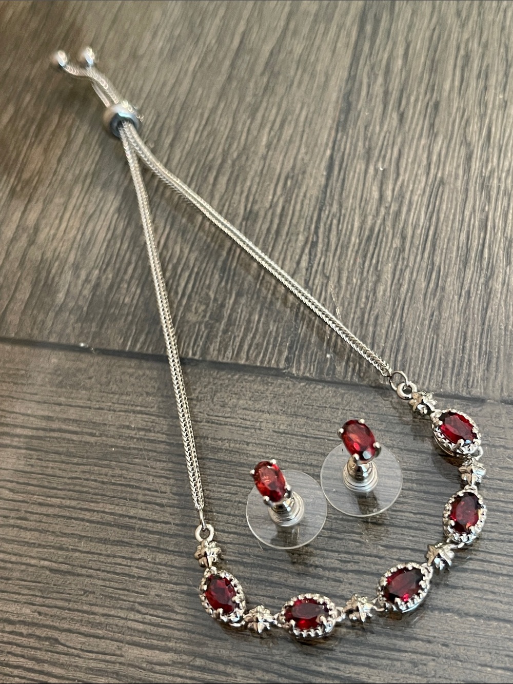 Karis Gemstone Stud Earrings and Bolo Bracelet Stainless Steel